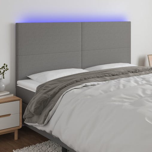 NNEVL LED Headboard Dark Grey 160x5x118/128 cm Fabric