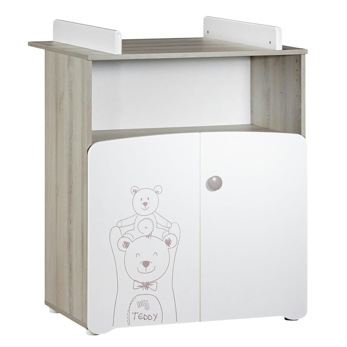 TEDDY - Commode à langer 2 portes 97x76x66cm en bois blanc