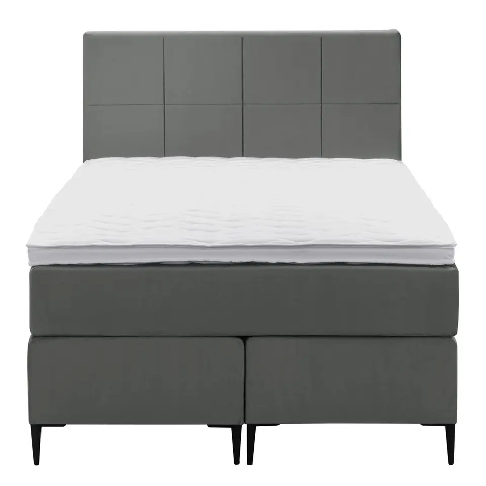 Boxspring Liv geblokt - grijs - 120x200 cm - slanke poot