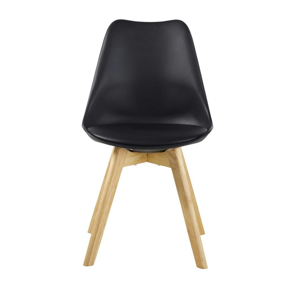 Ice - Chaise style scandinave noir ébène et hévéa