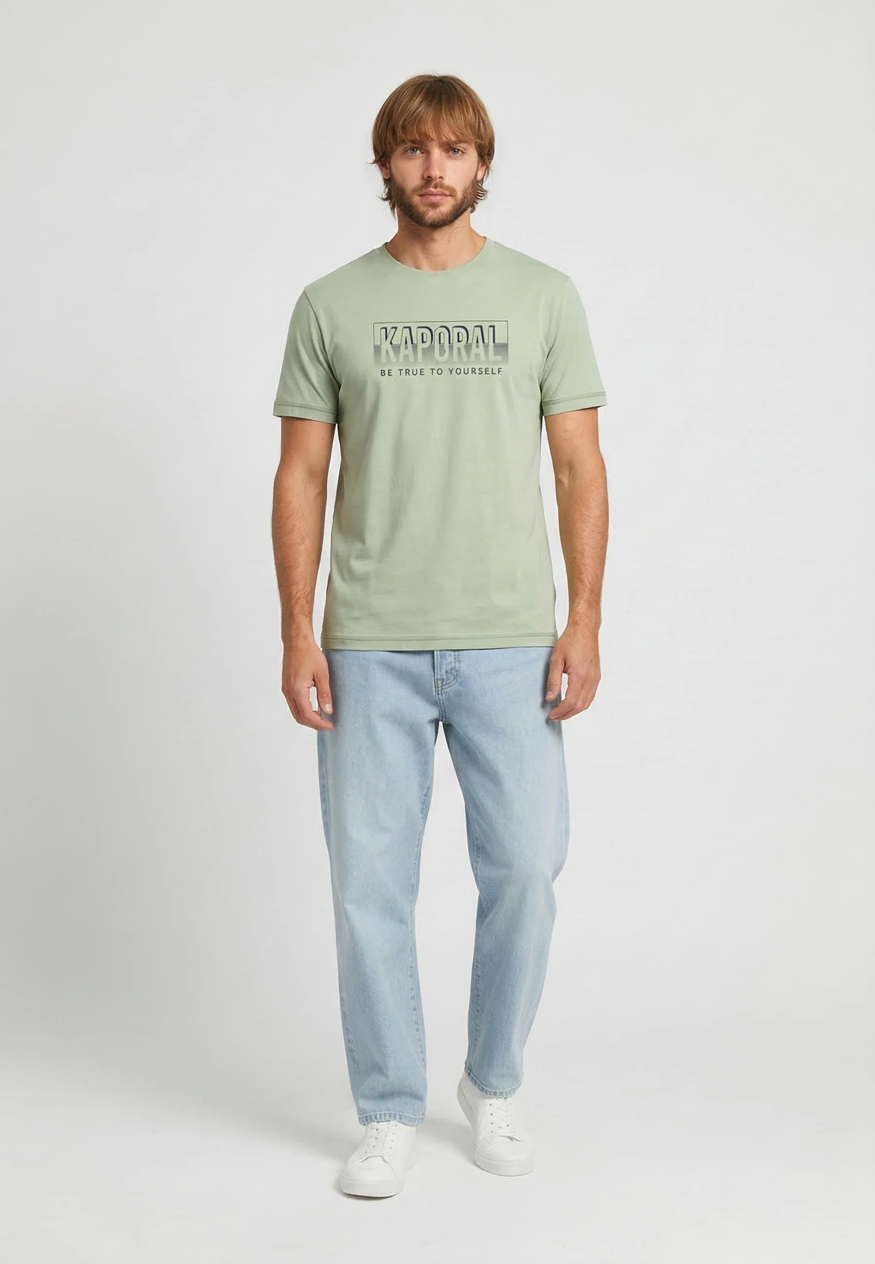 T-shirt manches courtes regular vert écume coton BAZZI