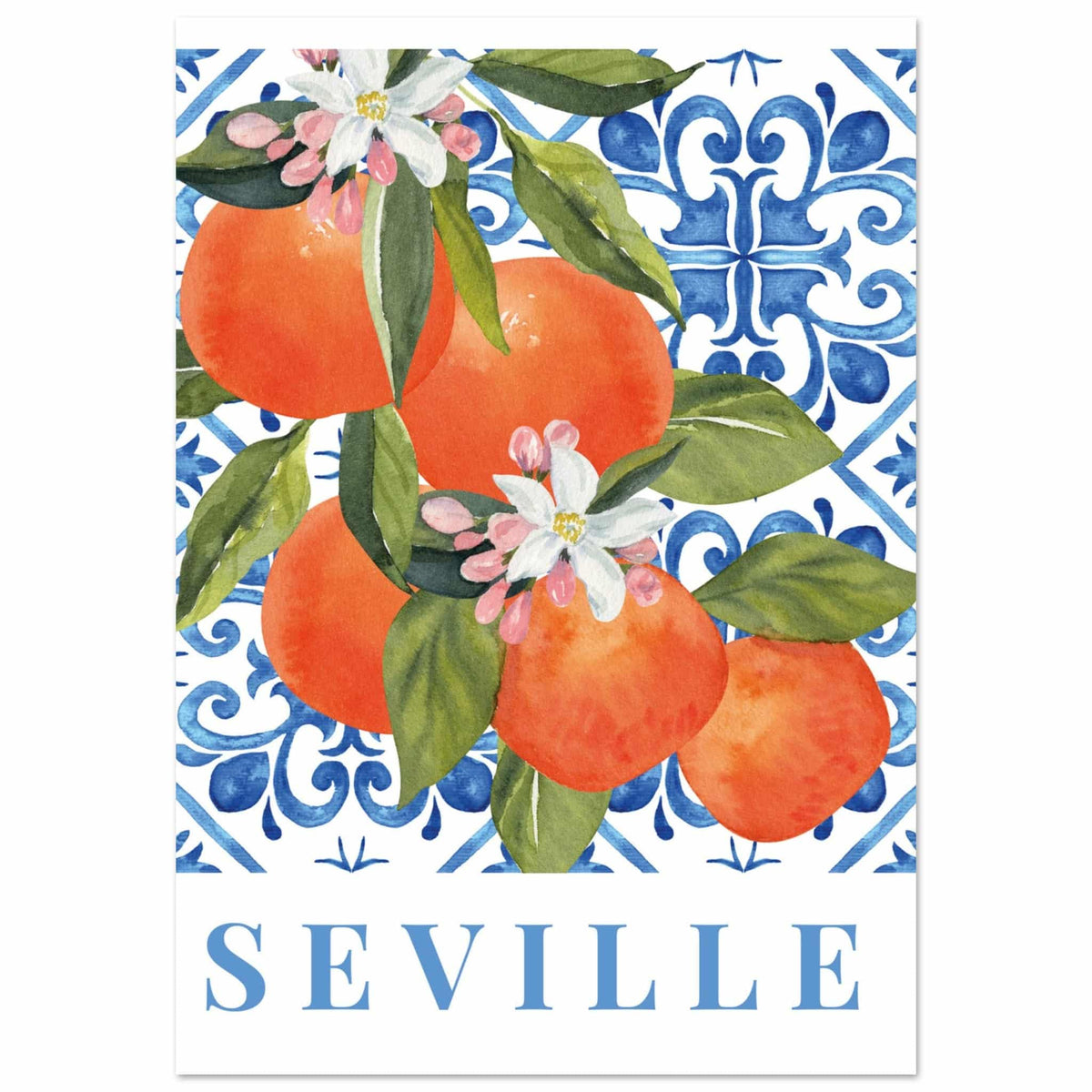 Artfulprints Poster Fruits - Orange tree in Seville  - 70x100 cm - Blauw