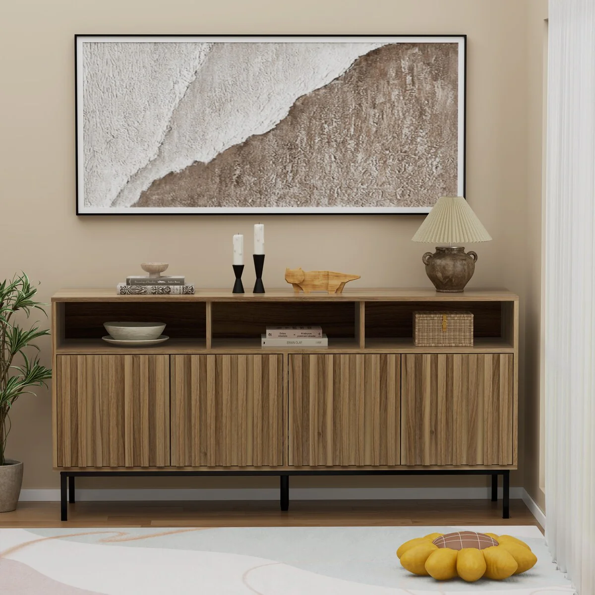 Sideboard Kitchen Buffet Coffee Bar Cabinet Storage Cabinet Server Table Mid Century