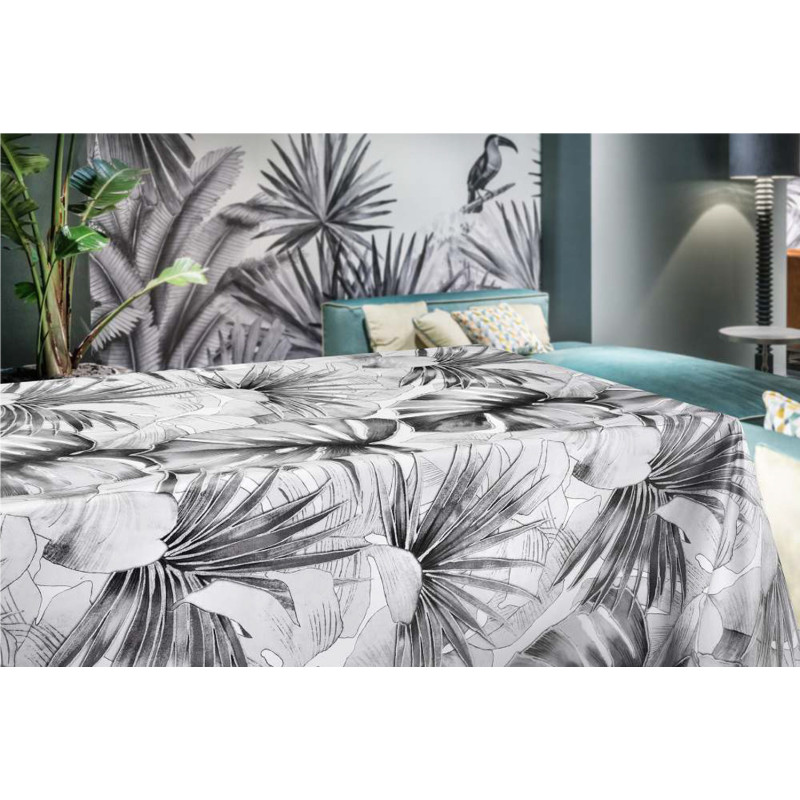 Nappe en PVC non-tissé Tropicali gris 140 cm au mètre JOY