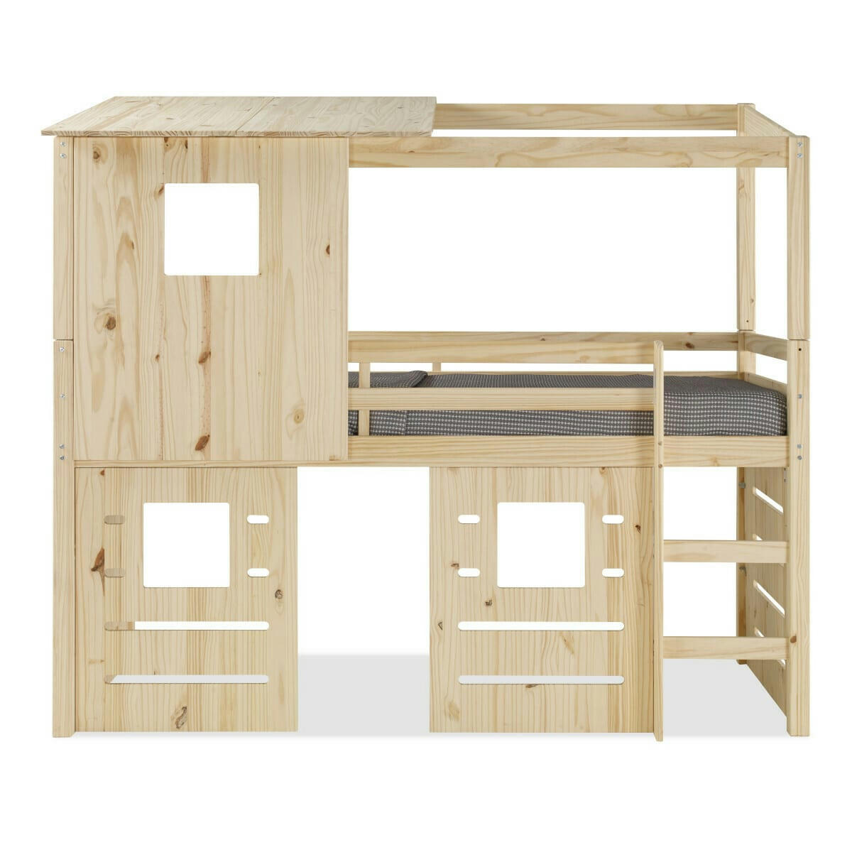 ALMA - Lit cabane mi-hauteur 90x200 cm bois massif bois