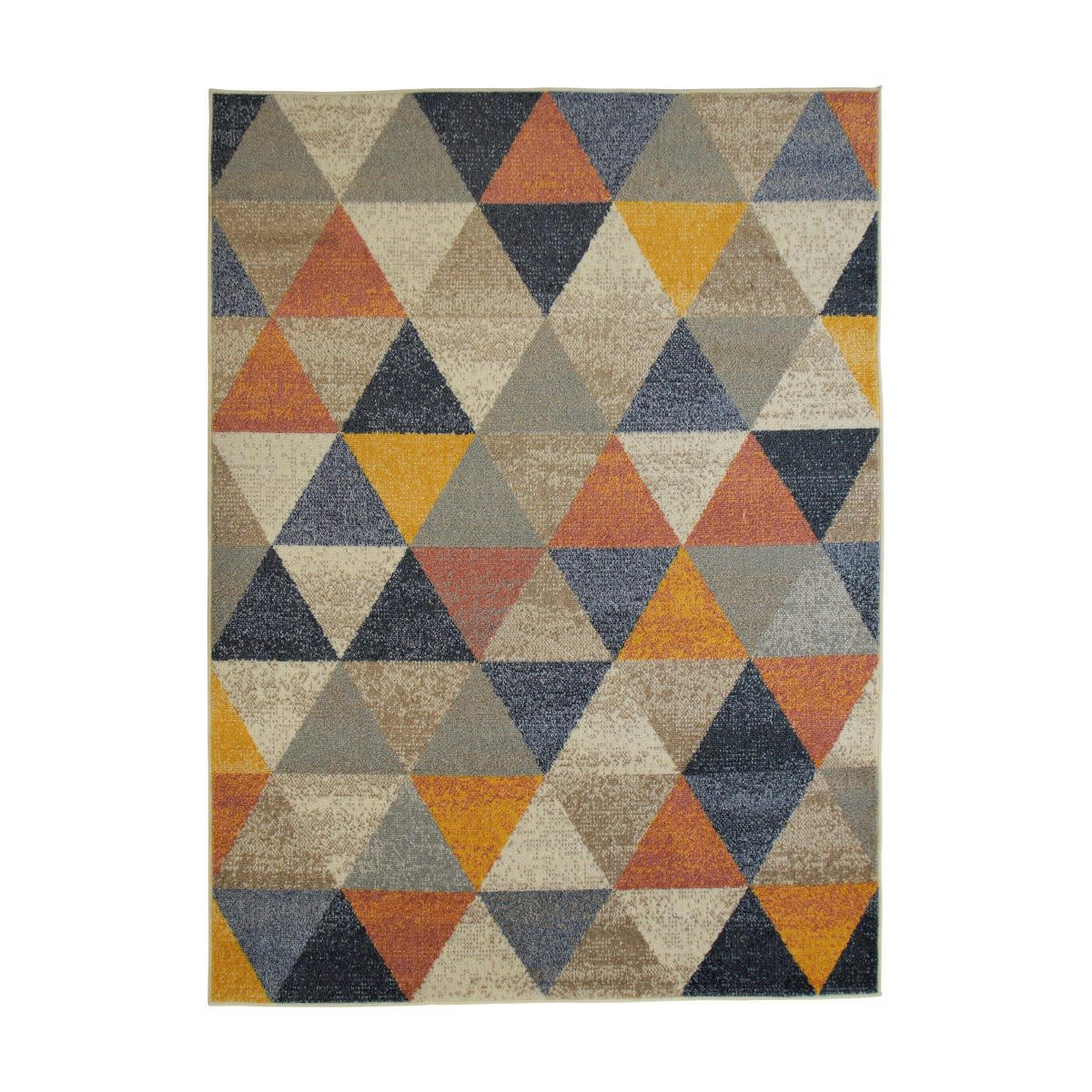 RAMINE - Tapis effet laineux motif triangle multicolore 133x170