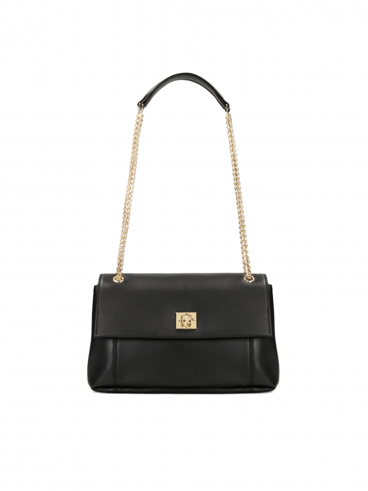 Black handbag with twist closure