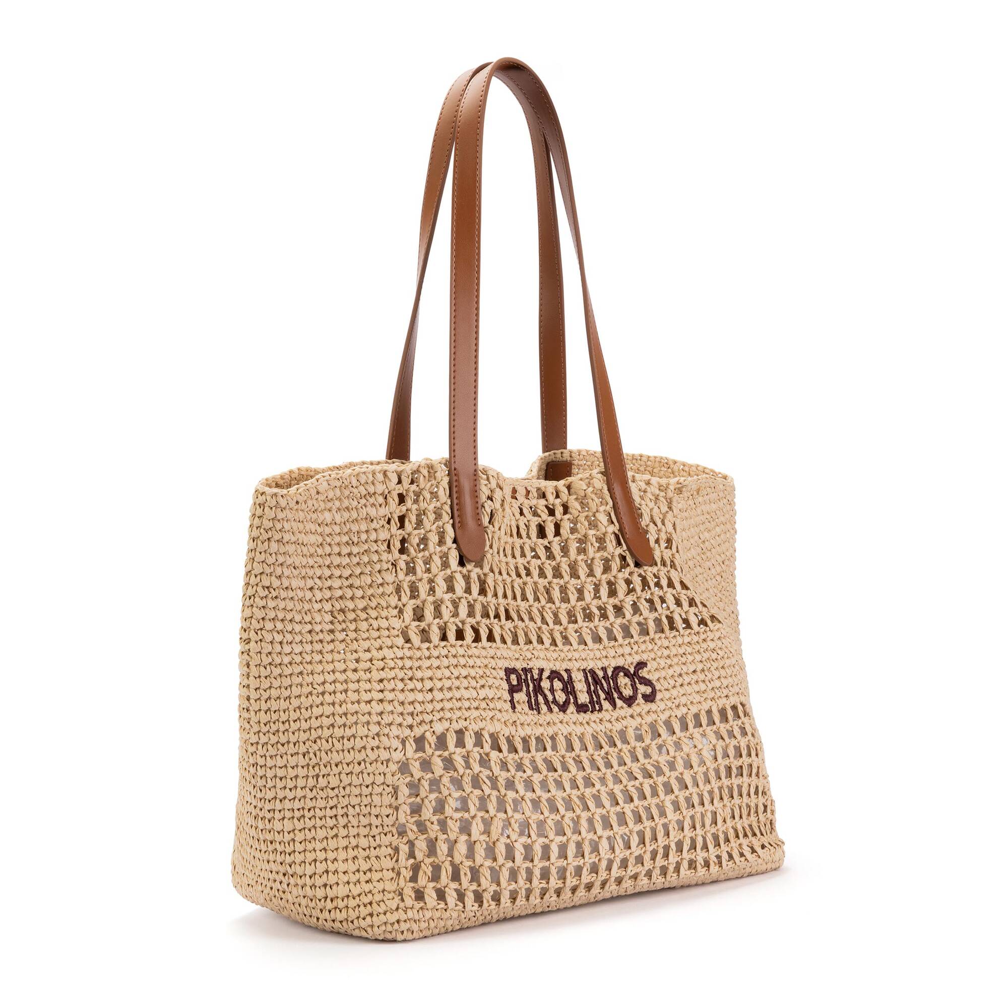 CALONGE - Bolso shopper de rafia para mujer