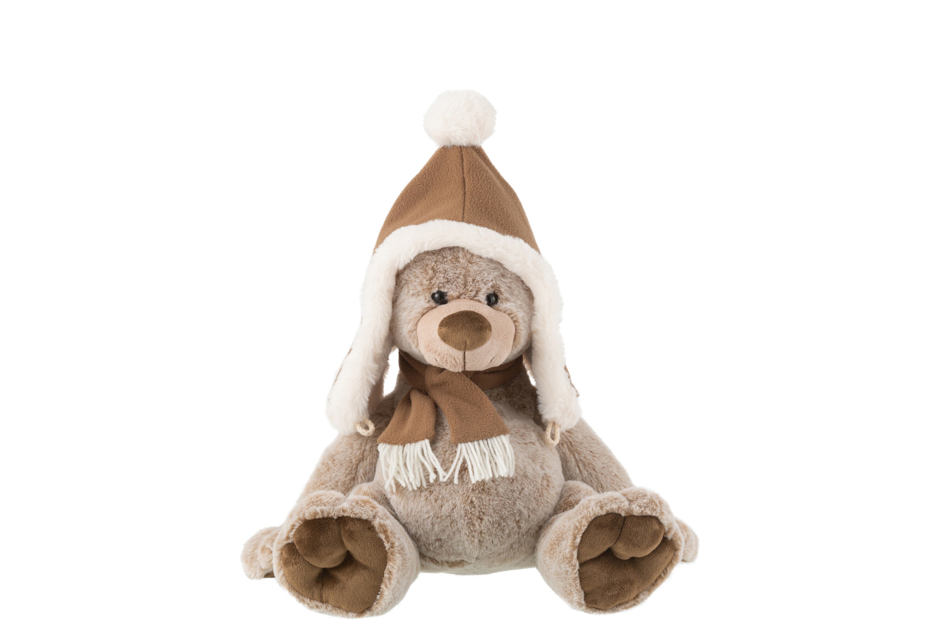 J-Line knuffel Beer   Muts - polyester - bruin - medium