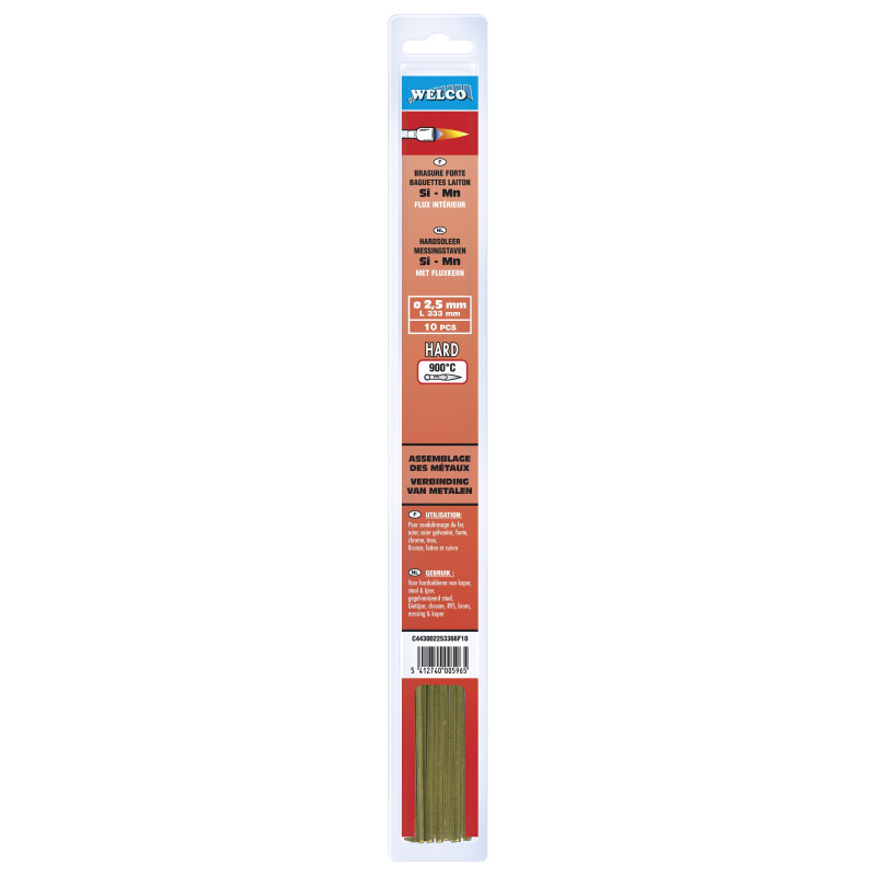 Baguette pour brasage fort pour fer, acier galvanisé, fonte, inox, laiton, cuivre 10 pièces