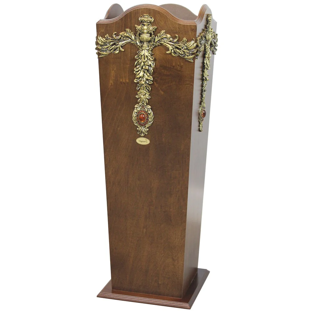 Solid Wood Umbrella Holder Stand with Gold Accent