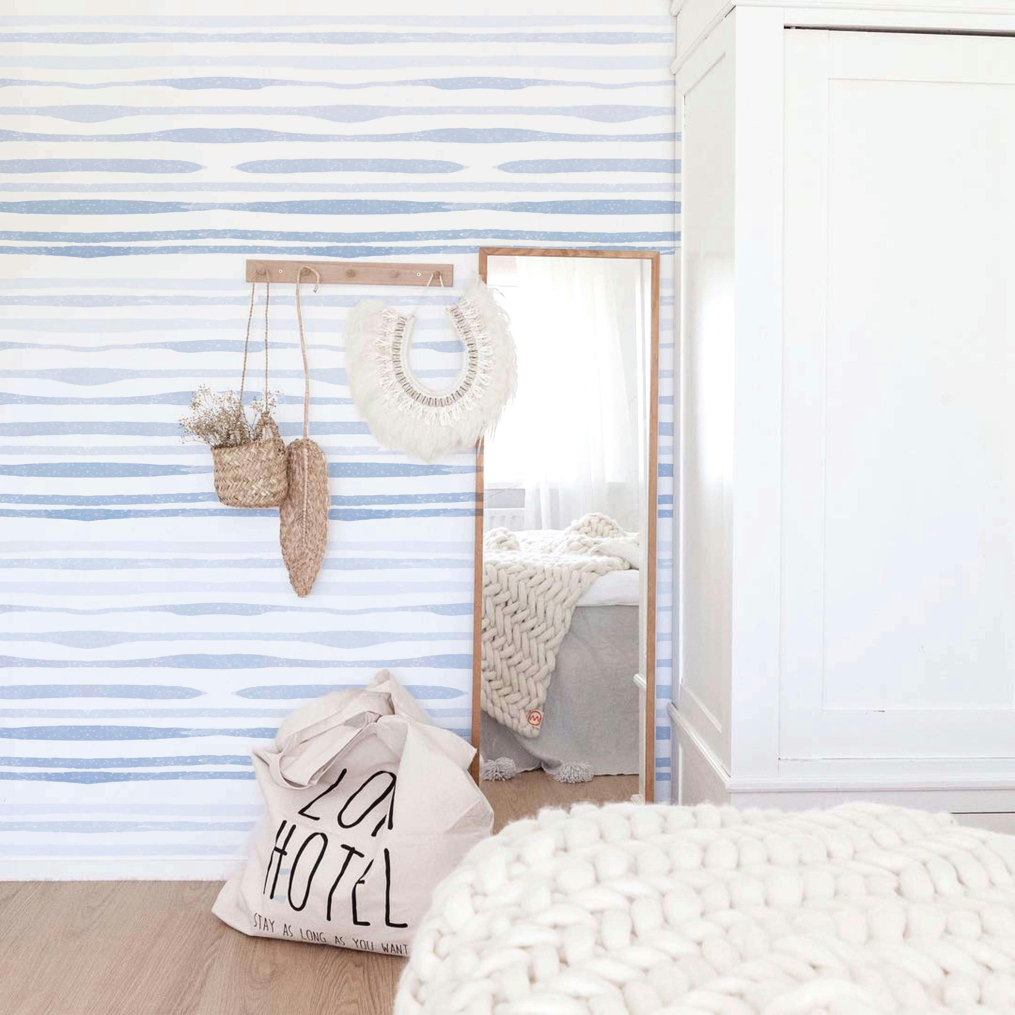 COASTAL - Papier peint vinyle adhésif vagues bleu 50x300 cm