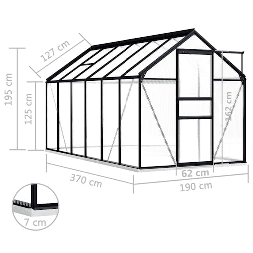 NNEVL Greenhouse with Base Frame Anthracite Aluminium 7.03 m&sup2;