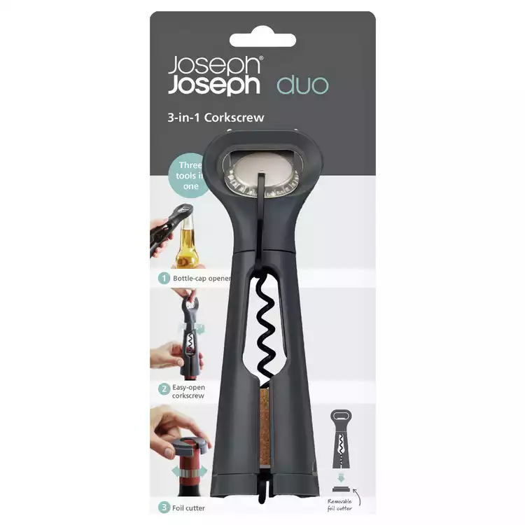 Joseph Joseph Duo 3 in 1 Corkscrew - Black