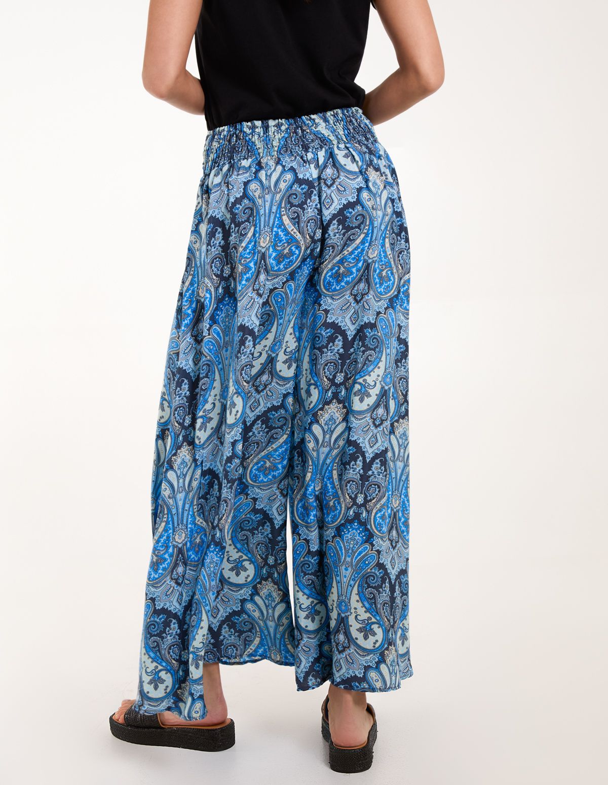 Blue Vanilla Embellished Waist Wide Leg Trouser