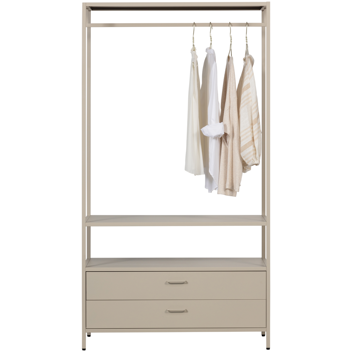 WOOOD open kledingkast 100 cm Ferris - Metaal - Zand - 185x100x54