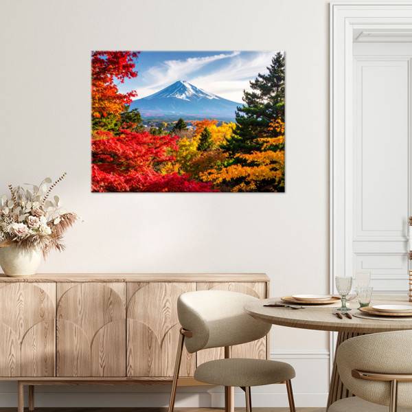 Obraz do salonu sypialni biura, Japońska góra Fuji liście pejzaż 30x20