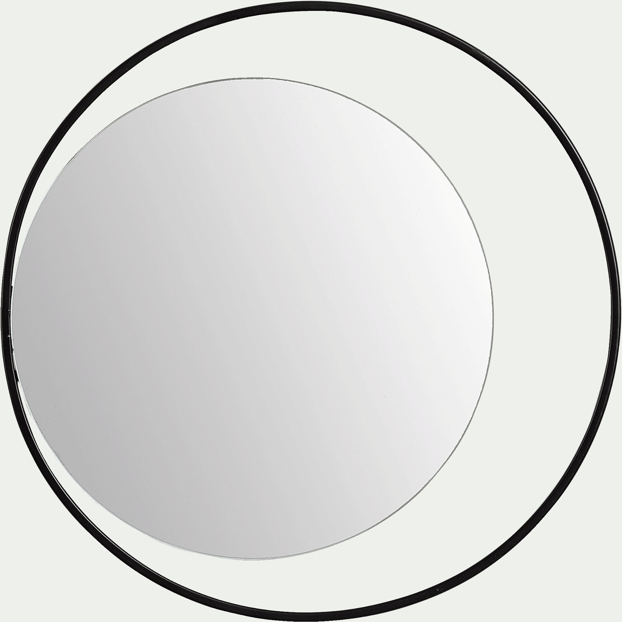 ROMY - Miroir graphique rond en métal noir D30cm