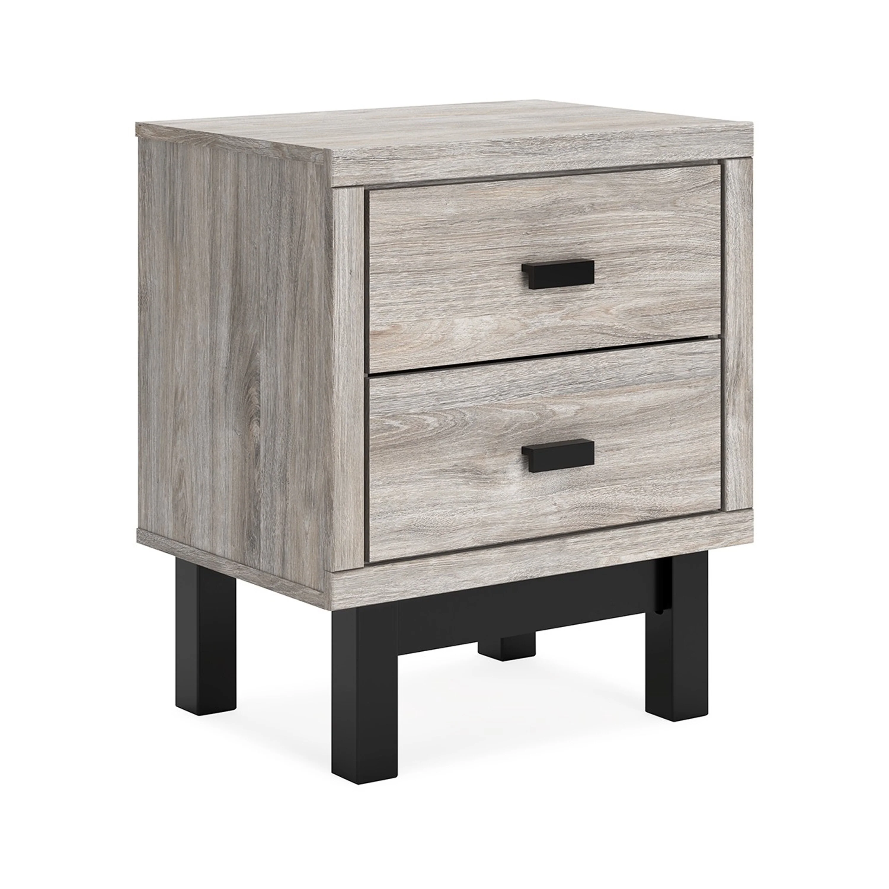 Veso Nightstand, 5 Drawers, 25 Inch, Modern Light Gray and Black