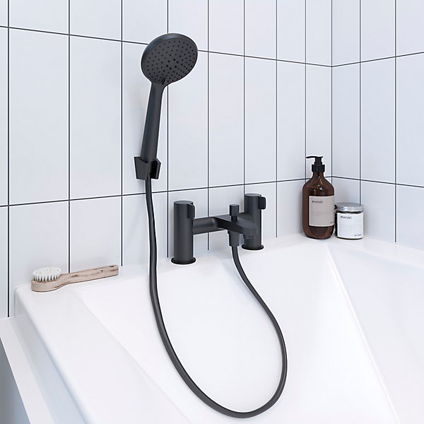Mitigeur de baignoire noir avec douchette GoodHome Cavally