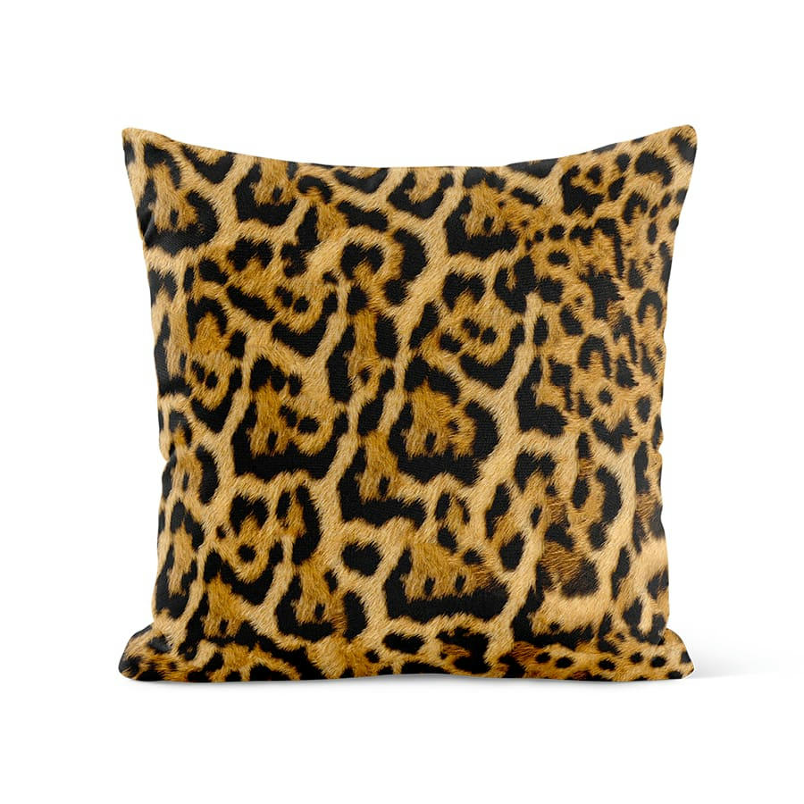 - Coussin déco peau de léopard suédine beige 40x40cm