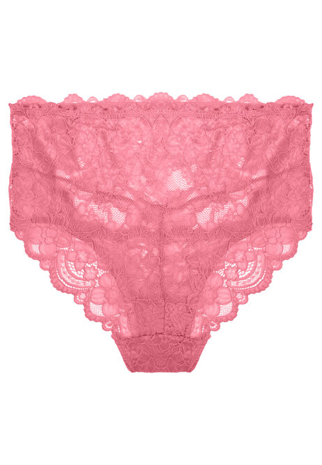 Womens Pink Millie Floral Lace Full Briefs