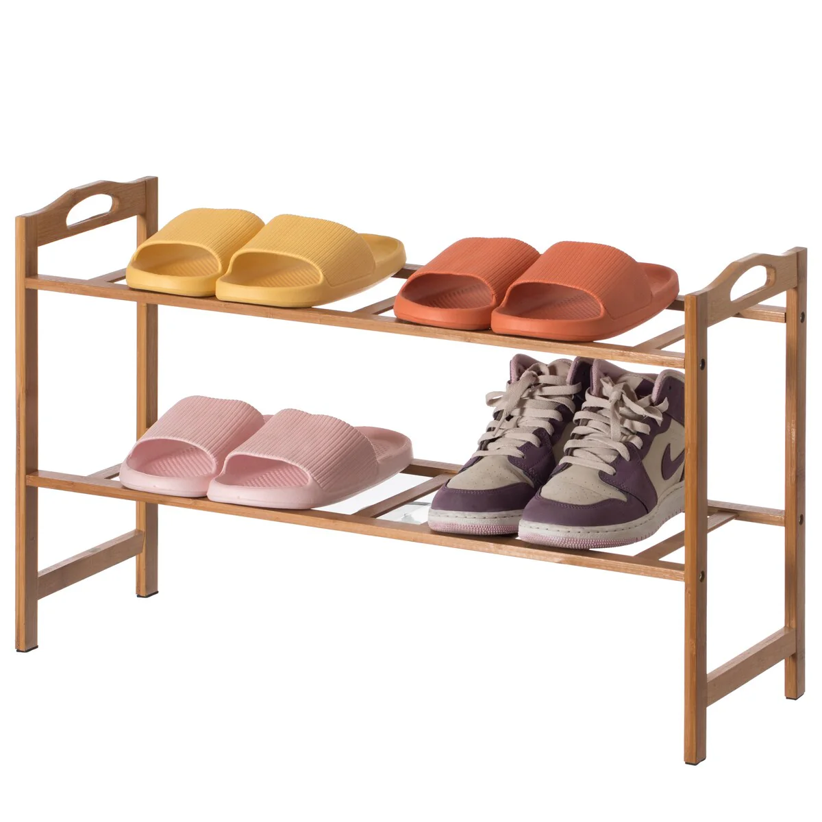 Bamboo Storage Shoe Rack, Free Standing Shoe Organizer Storage Rack