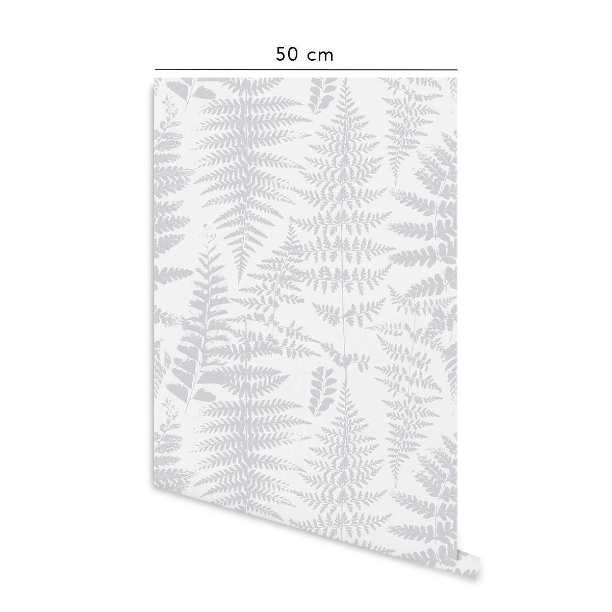 FERN - Papier peint vinyle adhésif fougère gris cendré 50x300 cm