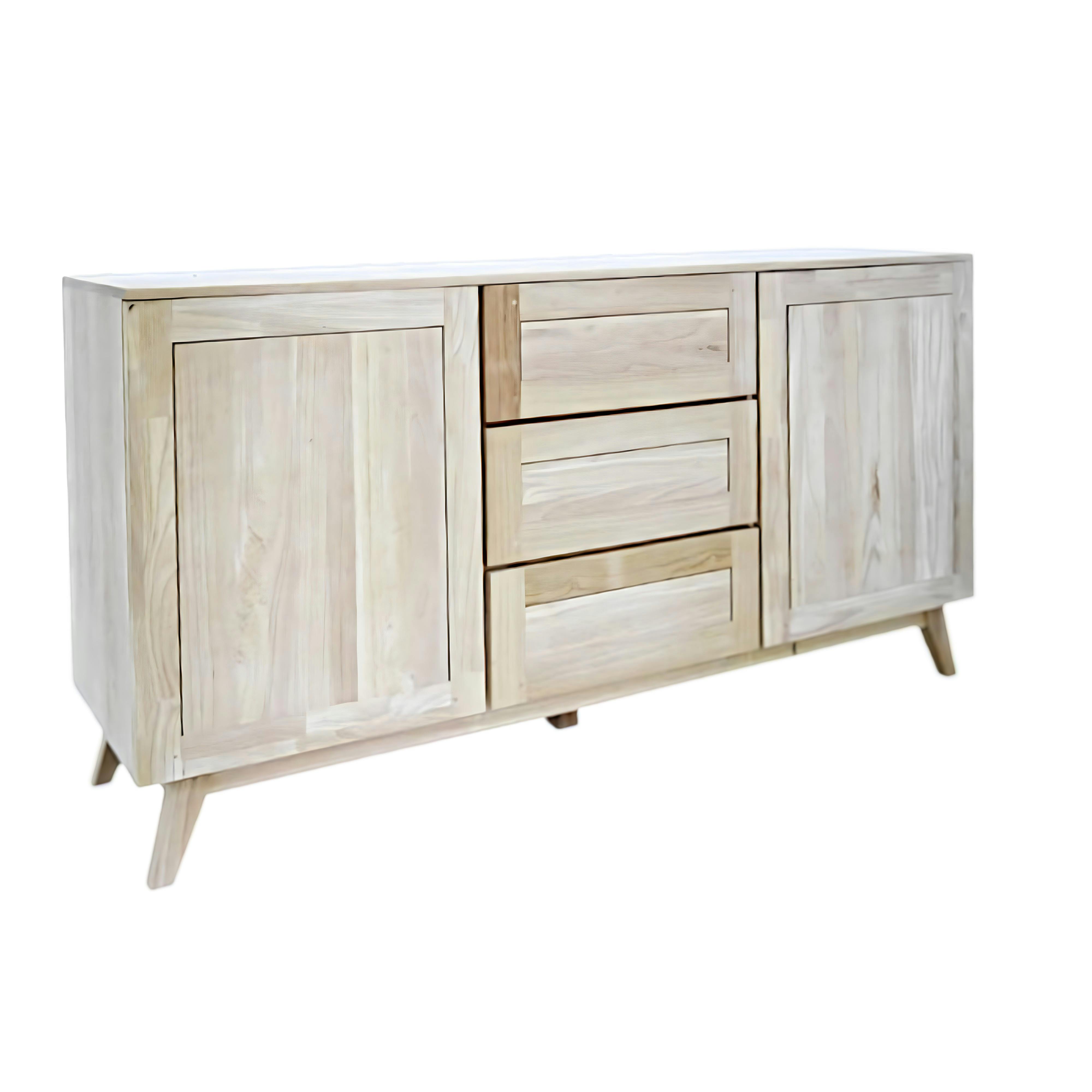 Buffet Hévéa 2 portes, 3 tiroirs 160x45x85cm SIXTIES