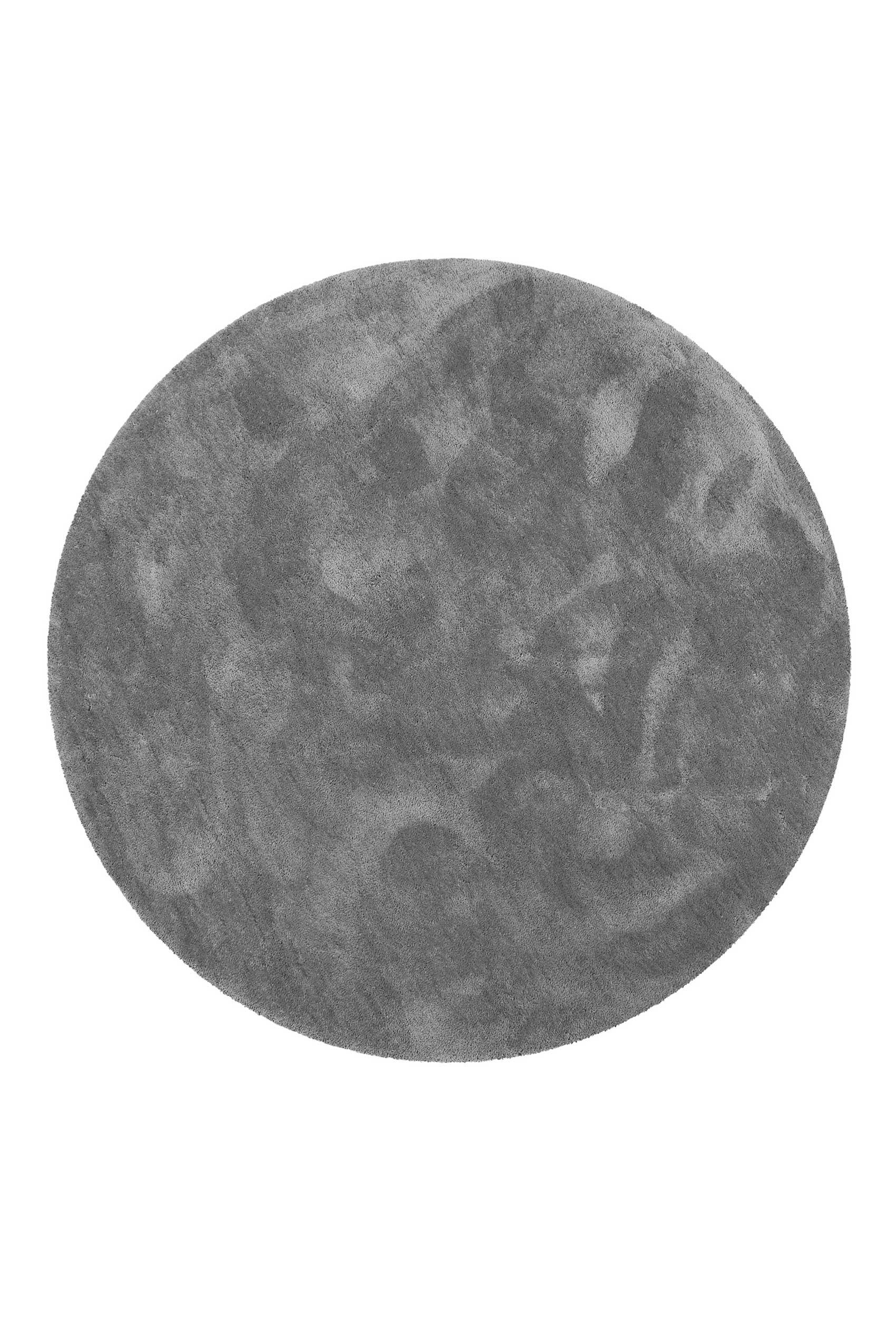 EMILIA - Tapis rond poils longs douces microfibre gris souris 120 D