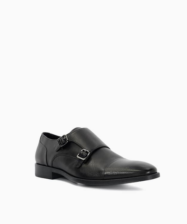 Satchin Black - Wide Fit Double Strap Monk Shoes