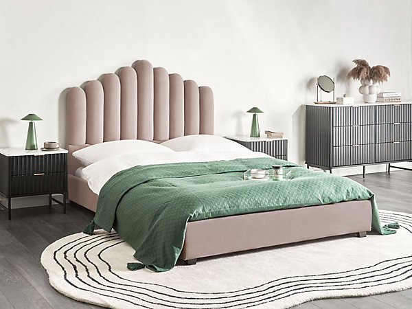 Lit avec sommier Velours VINCENNES 140 x 200 cm Taupe
