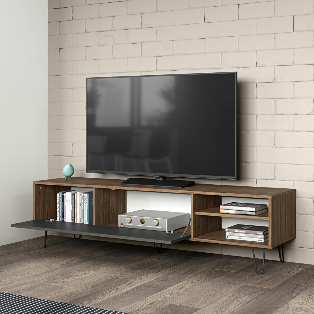 AERO - Meuble TV effet bois noyer et ombre