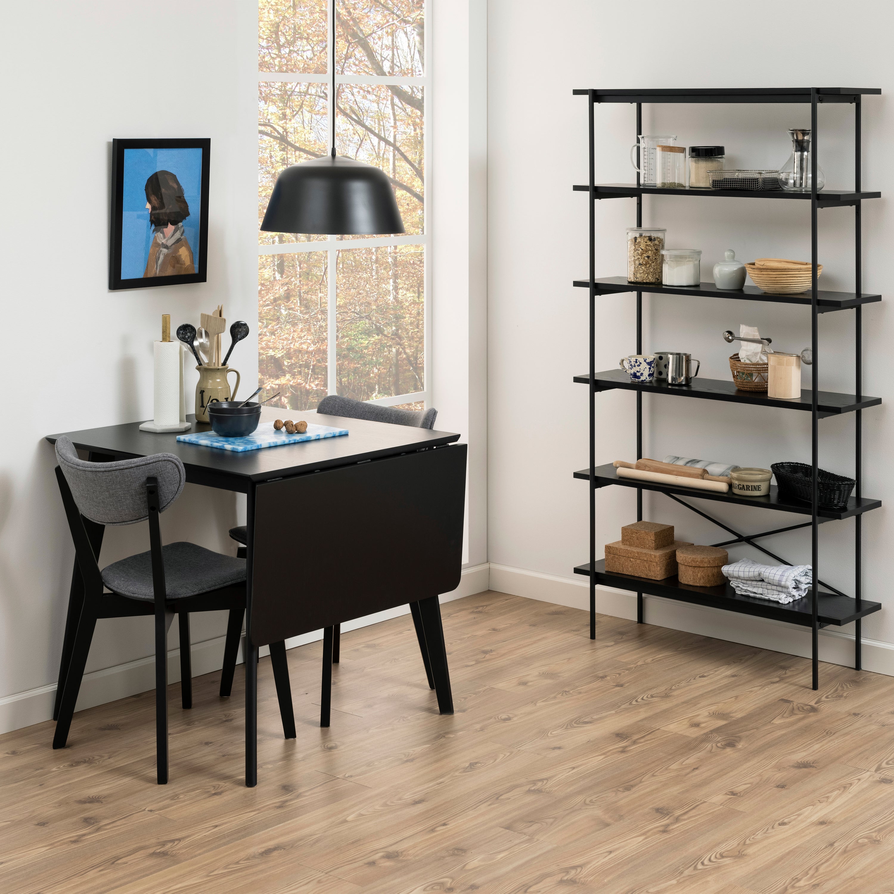 by fonQ basic Crow Eettafel Inklapbaar - 120 x 80 cm - Zwart