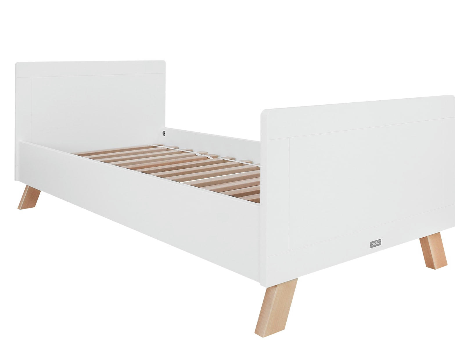 LISA - Lit 90x200 sommier inclus blanc naturel