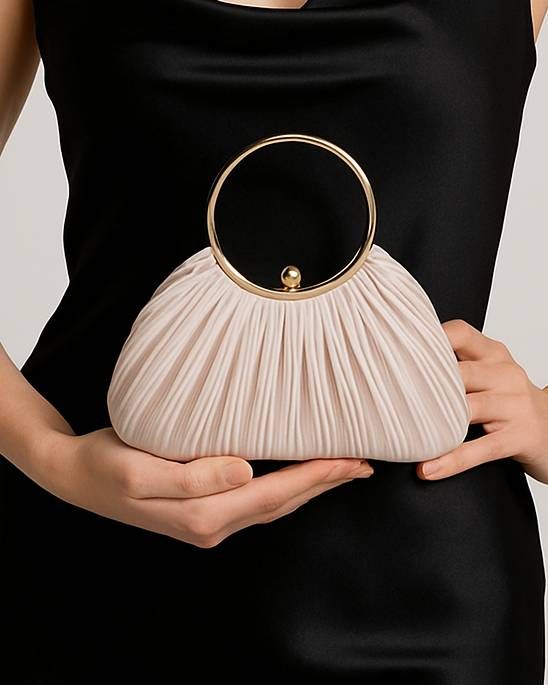 AJVANI Satin Pleated Wedding Bridal Prom Party Clutch Handbag