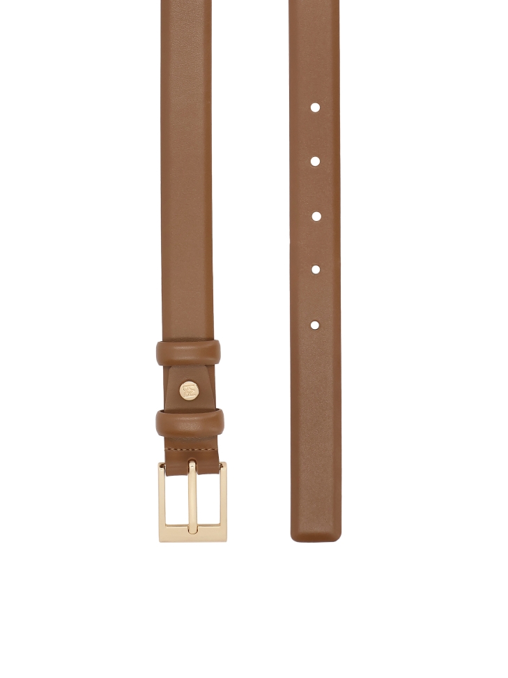 Narrow light brown belt with classic buckle
