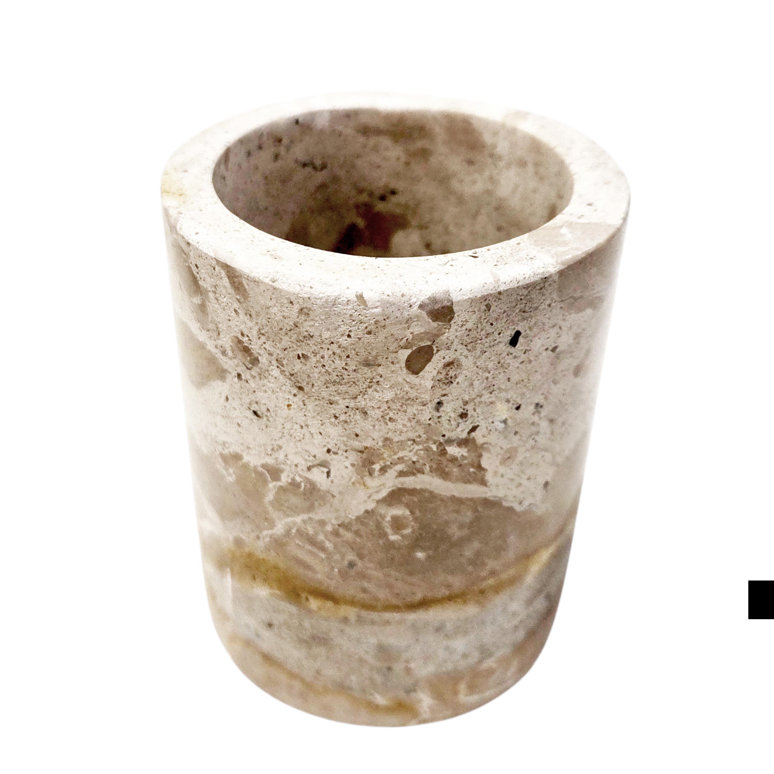 Beige Marble Toothbrush Mug | Natural Stone Pot | Makeup Brush Holder | Bathroom Organiser