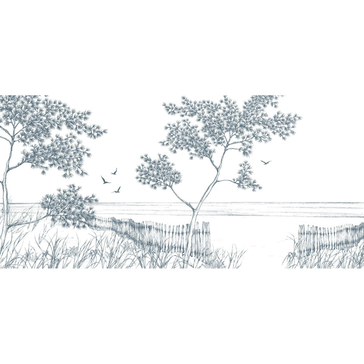 - Papier peint panoramique balade en bord de mer 375 x 250 cm