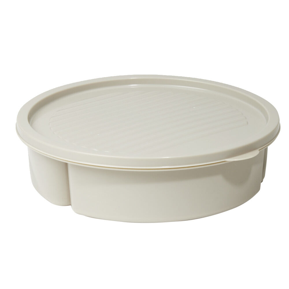 BoÎte de conservation plastique avec couvercle et compartiments Ø21xH5,5cm