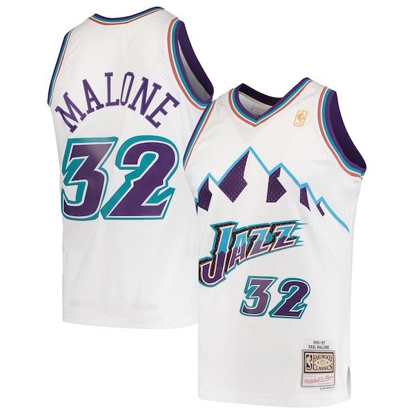 Karl Malone Utah Jazz 1996/97 Hardwood Classics Swingman Jersey - White