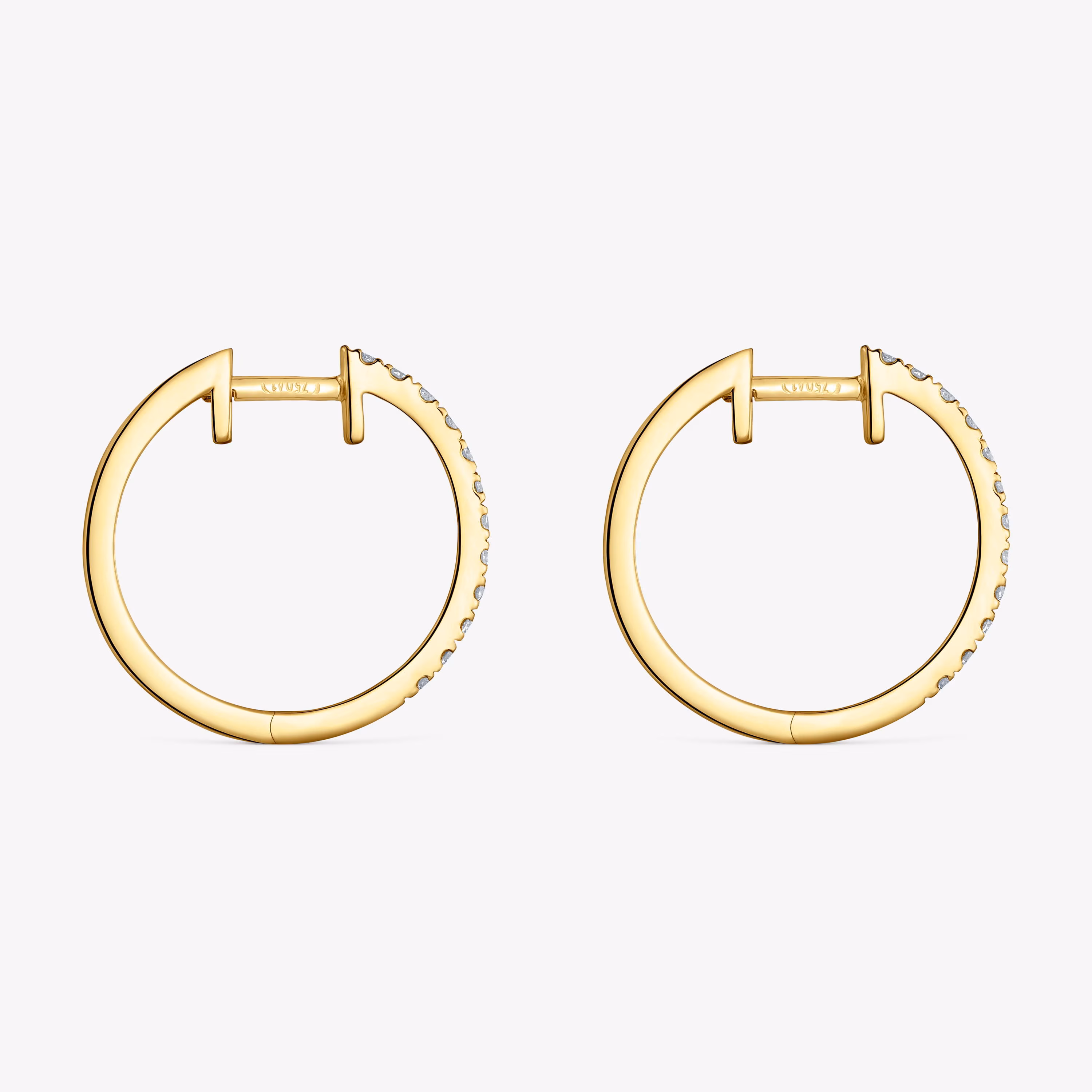 Pendientes aro cortos de oro con diamantes 15 mm Les Classiques