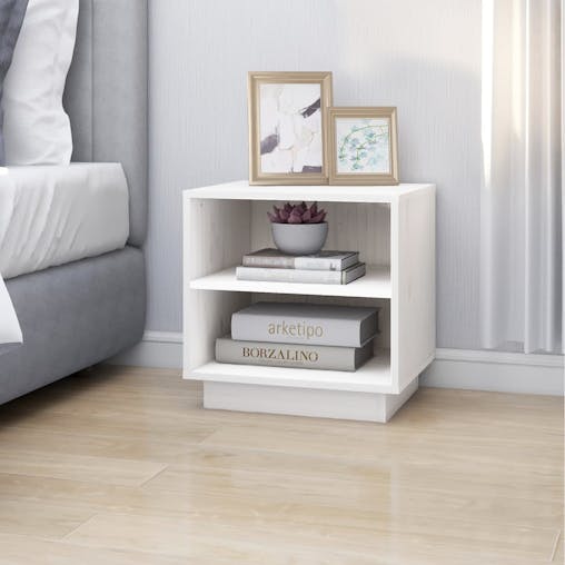 NNEVL Bedside Cabinets 2 pcs White 40x34x40 cm Solid Wood Pine