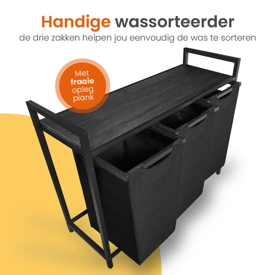 Goliving Wassorteerder - Wasmand met 3 vakken - Wasbox