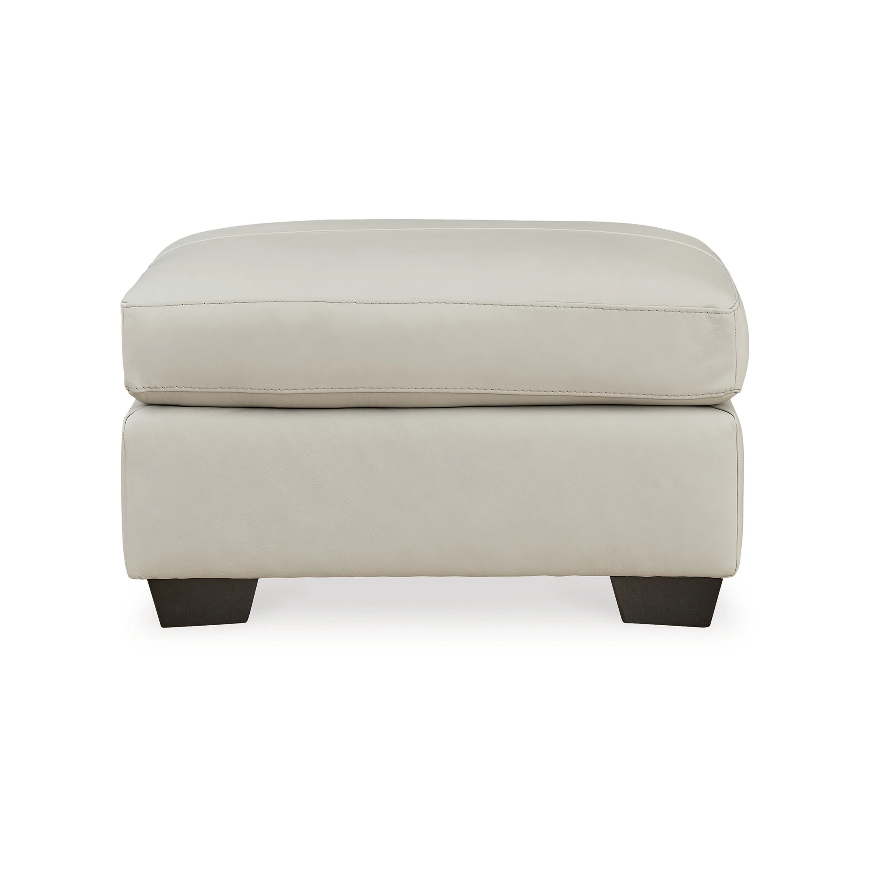Zada Accent Ottoman, Coconut Beige Real and Faux Leather 34 Inch