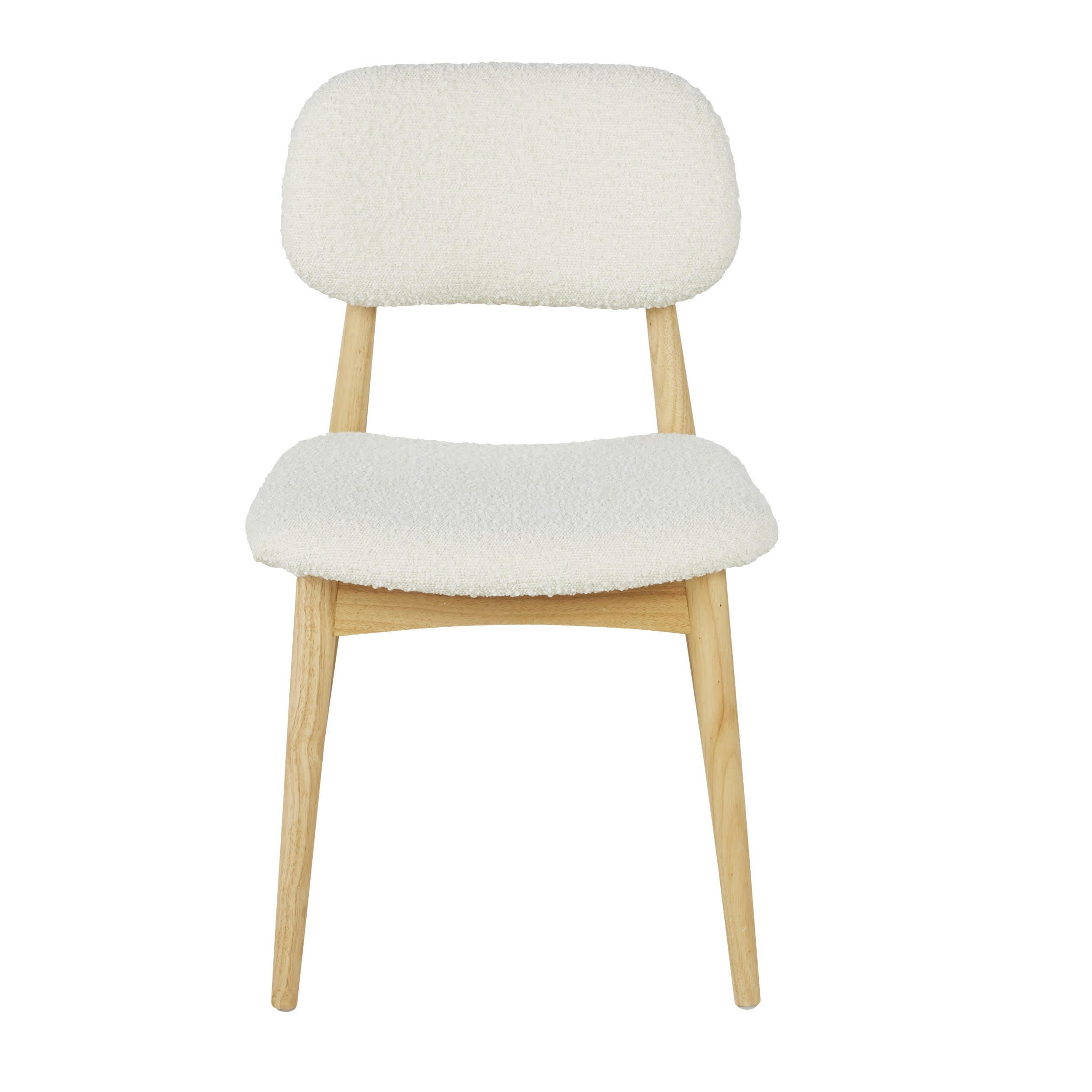 Sixty - Chaise en tissu écru effet laine bouclée
