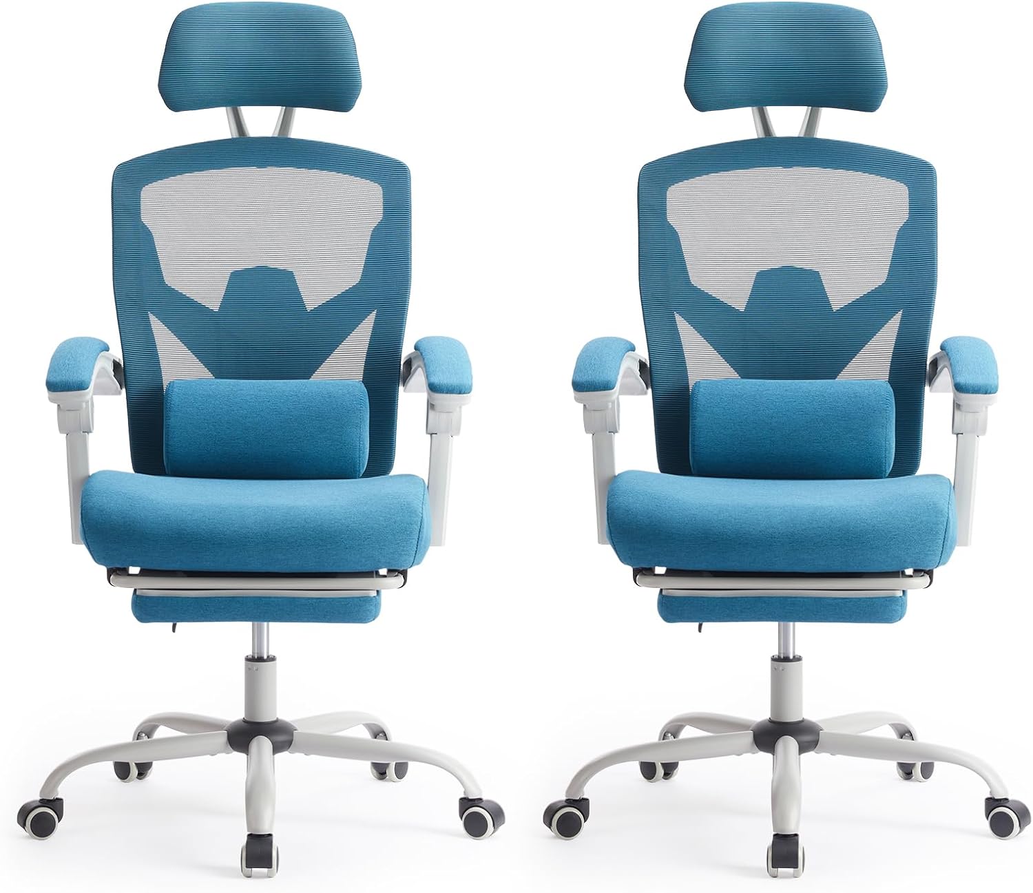 Sweetcrispy Office Computer Desk Chair, Ergonomic High-Back Mesh Rolling Work Swivel Chairs with Wheels, Comfortable Lumbar Support, Comfy Arms for Home, Bedroom, Study, Student, Blue