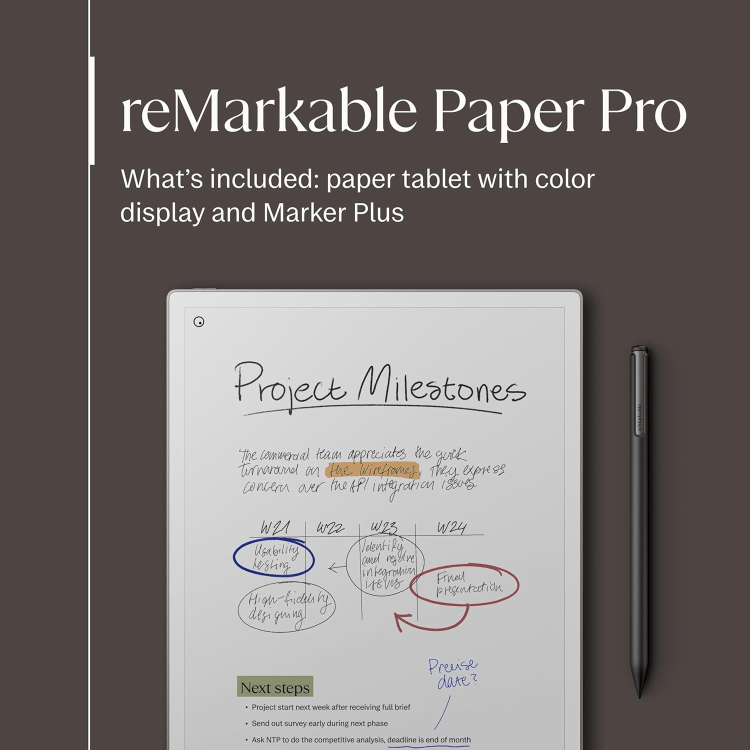 reMarkable Paper Pro Bundle – Includes 11.8” reMarkable Paper Tablet  and Marker Plus Pen with Eraser