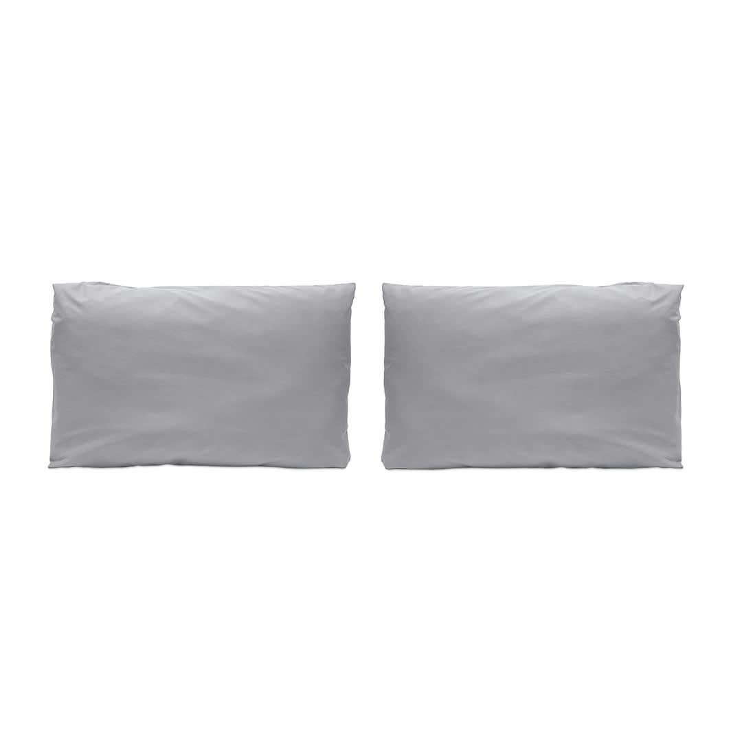 PURE TO - 2 Taies d'oreiller en percale de coton 50x75  cm gris