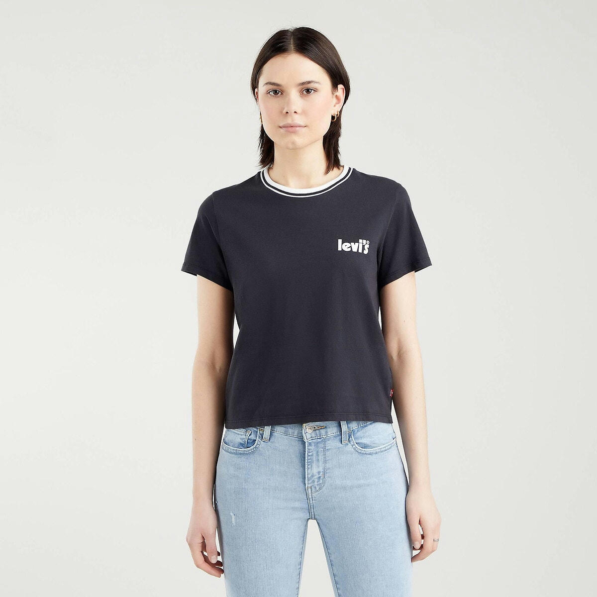 T-shirt col rond, logo devant